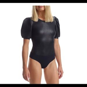 Commando
Puff-Sleeve Faux Leather Bodysuit